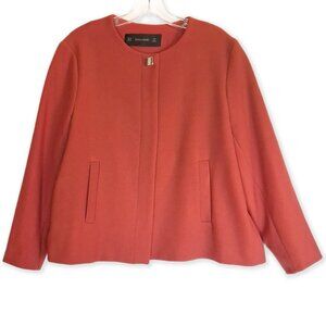 Zara Basic Burnt Orange Crop Jacket Snap Front Long Sleeve